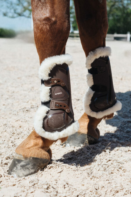 Amiko Performance Tendon Boots with Fur, Dark Brown